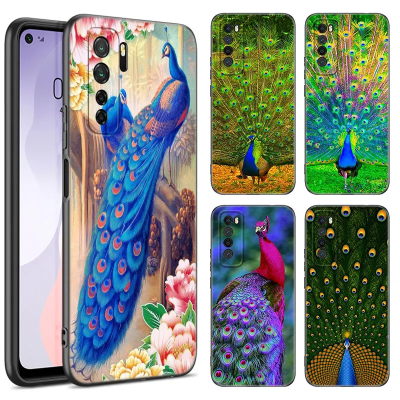 Чехол для телефона Huawei Nova 7 9 10 SE 5T 7i 8i 9Z Y90 Mate 10 20 30 Lite 40 50 Pro 50E с изображением павлина, мягкий черный Чехол
