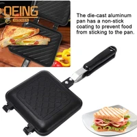 Double-Sided Sandwich Pan Non-Stick Foldable Grill Frying Pan for Bread Toast Breakfast Machine Waffle Pancake Maker