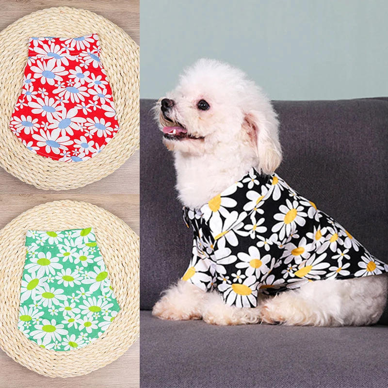 

1pcs Pet Clothing Summer Chrysanthemum Vest Cool Breathable Dog Vest Cute Printed Puppy Dog T-shirt For Small Medium Dogs