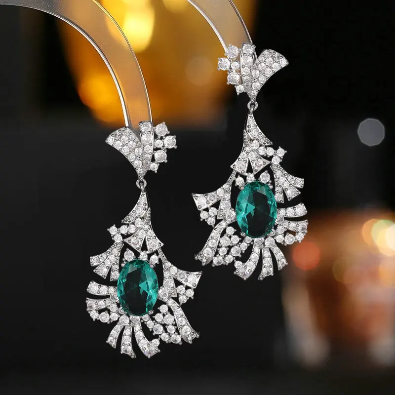 

Модные темпераментные Роскошные серьги, модные ювелирные изделия из серебра пробы с фианитами, банкетное платье с высококачественными свадебными серьгами для невесты