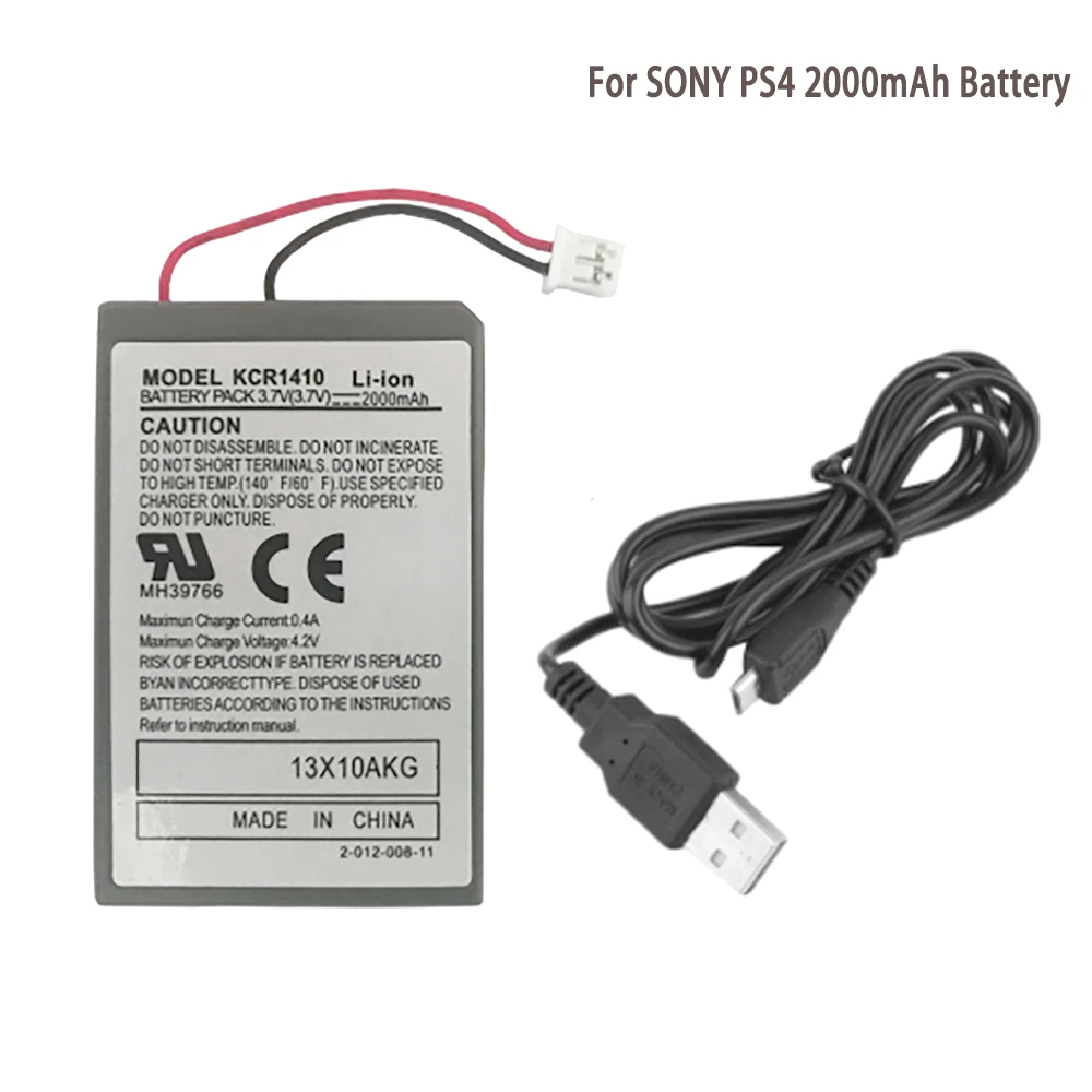 New 2000mAh Li-ion Battery Gamepad For Sony PS4 PlayStatoin4 Dualshock4 V1 Wireless Controller with USB Charger Cable