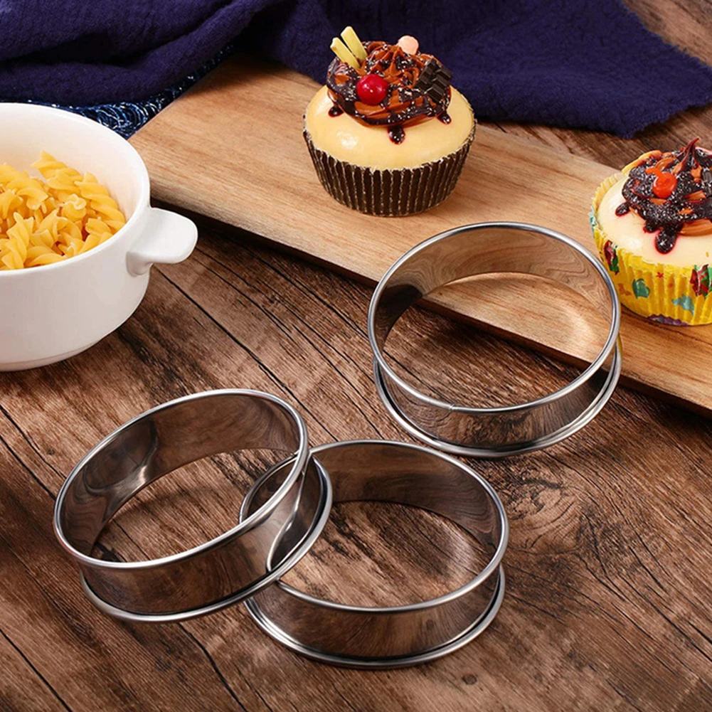 

4Pcs 8cm Round Tart Ring English Muffin Rings Stainless Steel Baking Pastry Mold Home Cooking Baking Tools Cake Mould