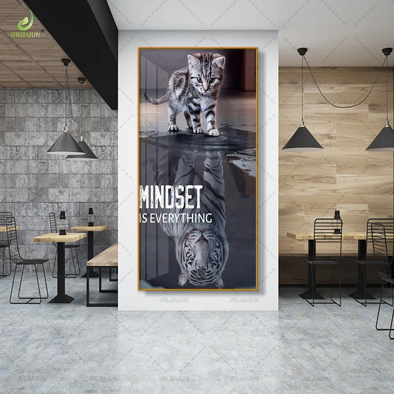 Оригинальная домашняя гостиная Золотая рамка тигр вход фон Хрустальная