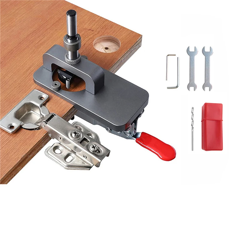 

Woodworking Hole Drilling Guide Locator Hinge Boring Jig With Fixture Aluminum Alloy Hole Opener Template Door Cabinets