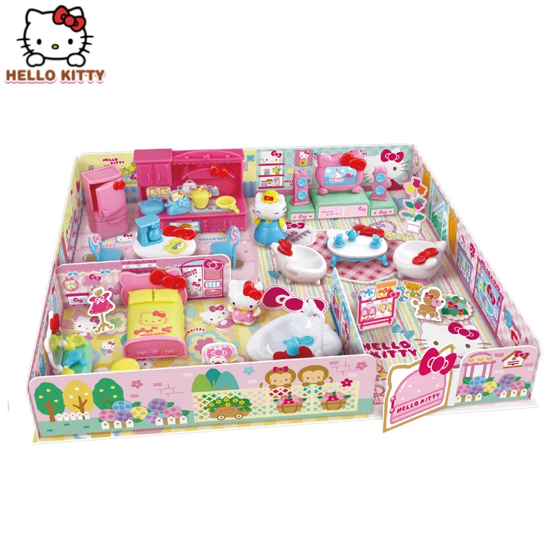 Genuine Anime Hello Kitty Home Set Simulation Kitchen Furniture KT Cat Girl Play House Toy