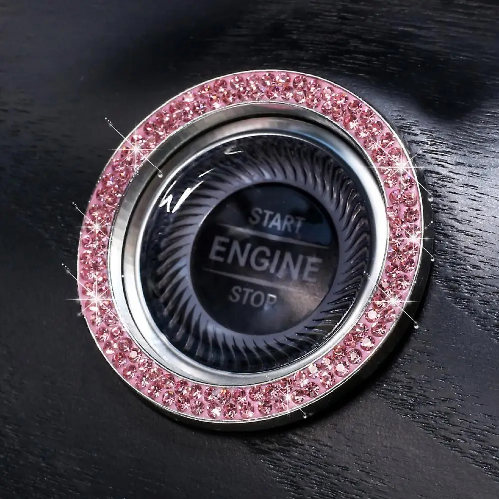 

Car One-Key Engine Start Stop Ignition Push Button Switch Cover Ring Trim Strong Sticky Rhinestone Car Crystal Ring Car Parts