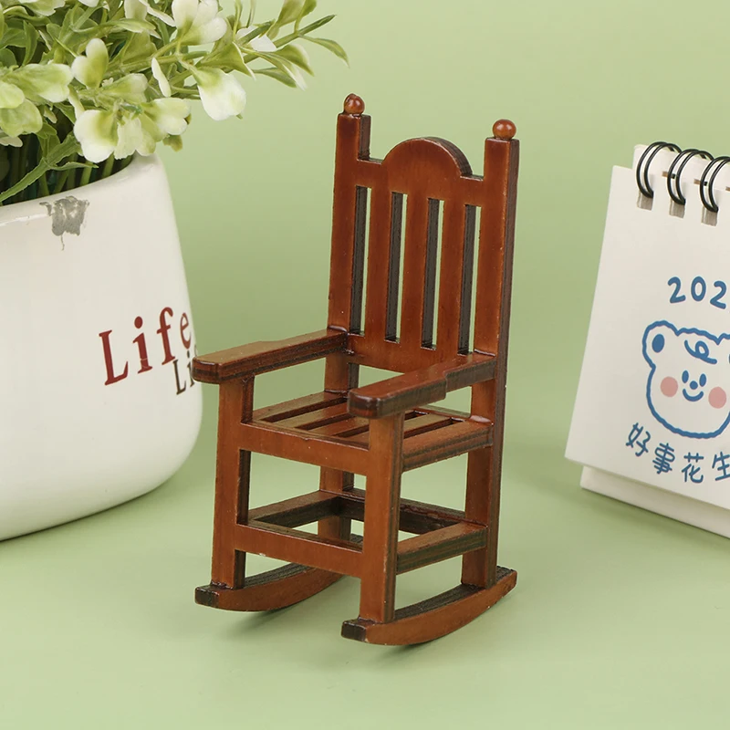 

1 шт. 1:12 миниатюрное деревянное кресло-качалка для кукольного домика, грецкий орех, кресло-качалка с прямой спинкой для кукольного домика, ак...