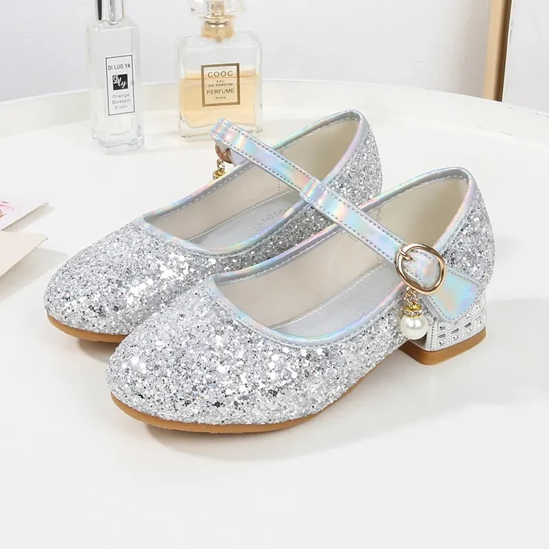 

Spring Autumn Girls' New Bright Water Diamond Pearl Soft Sole Princess Shoes Fashion Stage Show Performance Shoes