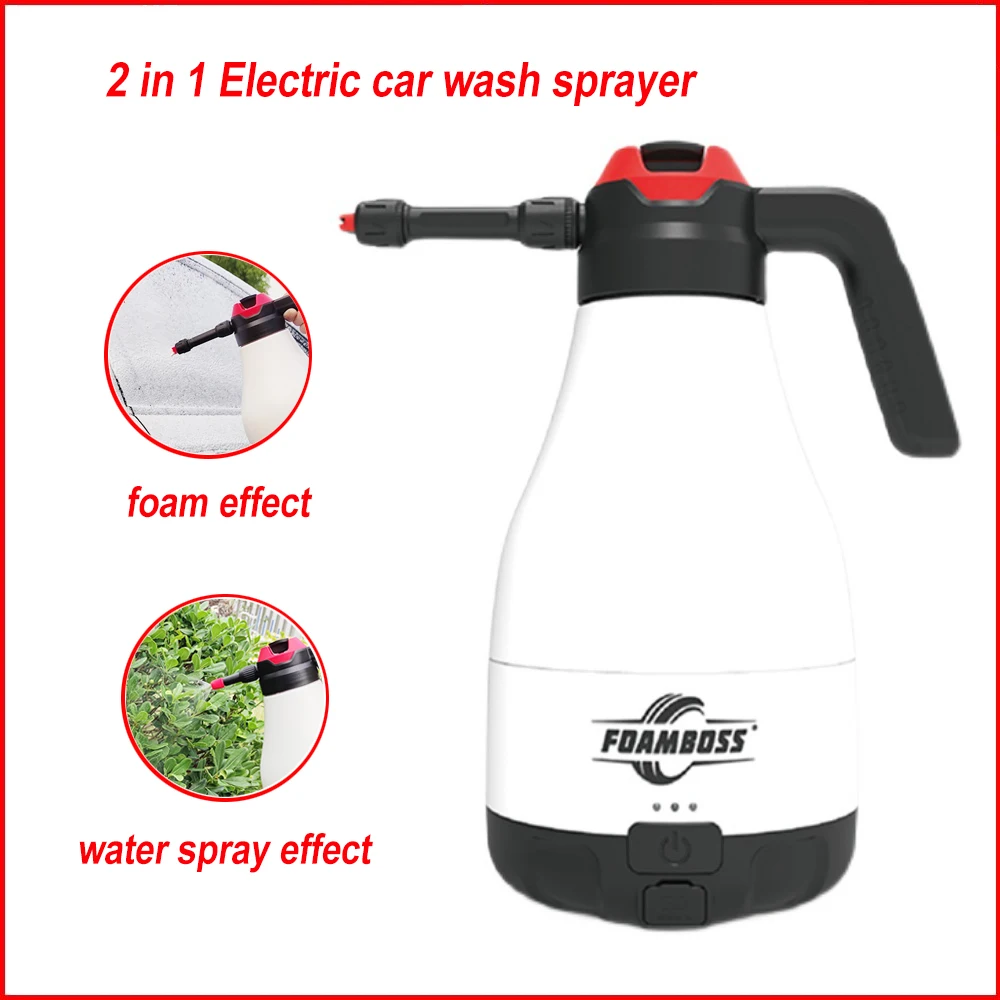 2500mAh Electric Car Wash Sprayer 1.8L Foam Watering Can Manual Pneumatic Acid Alkali Corrosion Resistant Electric Sprayer