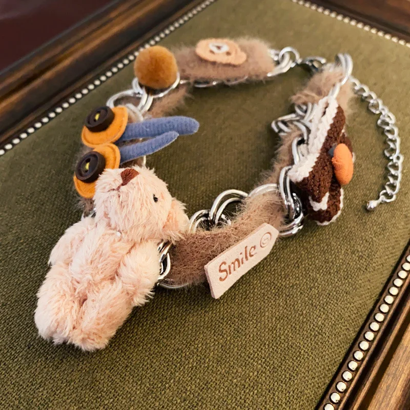 

Осенне-зимнее плюшевое женское ожерелье до ключиц в виде медведя из мультфильма