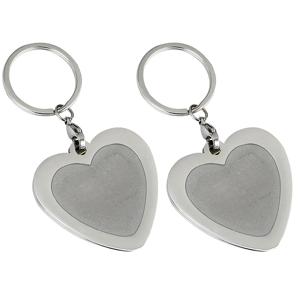 

2Pcs Heart Shape Photo Frames Key Chains Stylish Key Rings Fashion Gift Pendants
