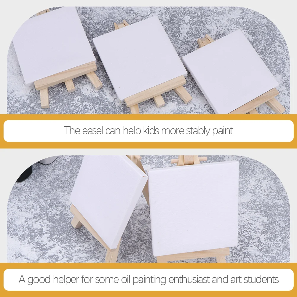 

18 Sets Crafted DIY Painting Canvas Kids Easel Mini Bracket House Decor Blank Boards Stretch Small Tiny
