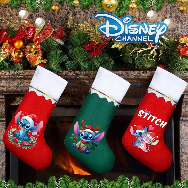 Disney Stitch Christmas Decorations Xmas Socks Kawaii Anime Home Decor Navidad Tree Pendant Party Festive Surprise Kids Gift Bag