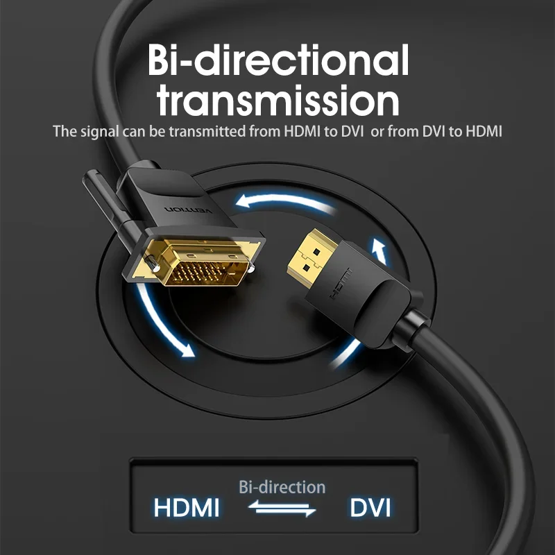Фото Кабель Vention DVI-HDMI DVI-D 24+1-контактный кабель «папа-папа» Конвертер HD 1080P для проектора PS4 Кабель HDTV Адаптер HDMI-DVI №4