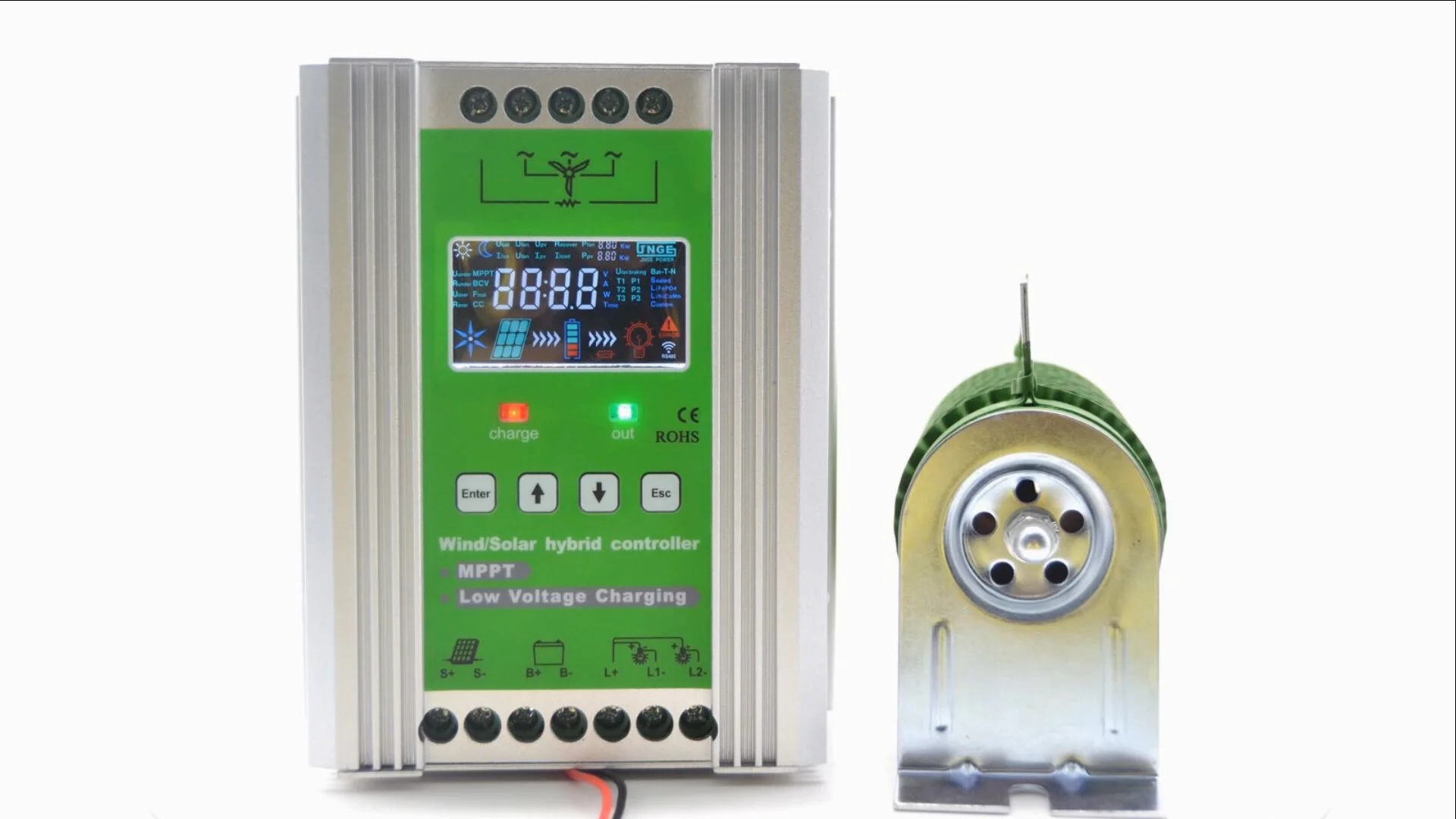 

Boost MPPT Wind Solar Hybrid Charge Controller 12v 24v 48v for 1500w turbine and 1500w solar system