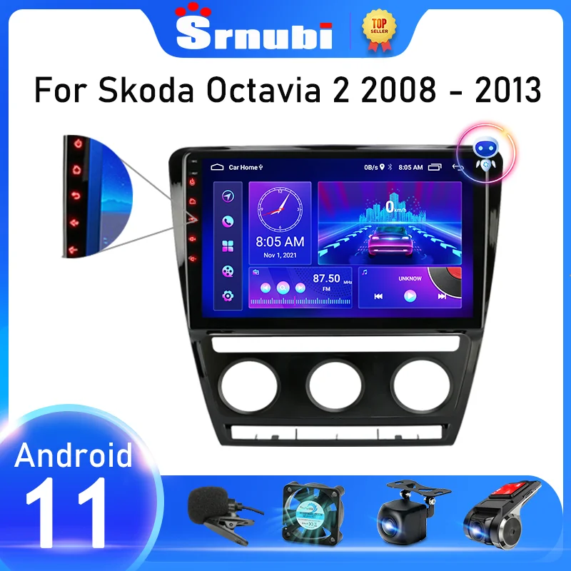 Srnubi для Skoda Octavia 2 A5 2008 2009 2010 2011 2012 Автомагнитола Android 2 din мультимедийный плеер навигация GPS Стерео DVD