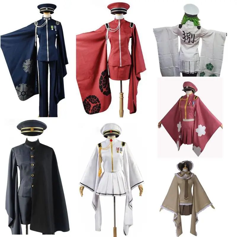 

Anime Senbonzakura Miku Rin Kimono Army Uniform Women Men Party Outfit Hat Full Set Cosplay Costumes for Halloween Customized
