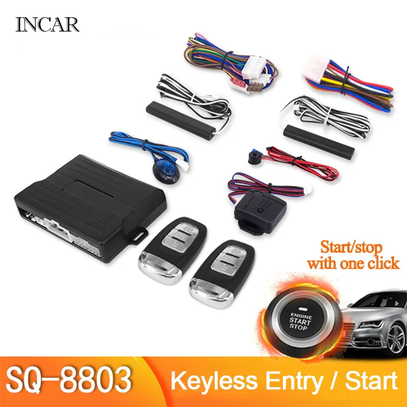 

PKE Central Locking Automation Keyless Entry System Remote Control Engine Start Car Alarm With Autostart Push Start Stop Button