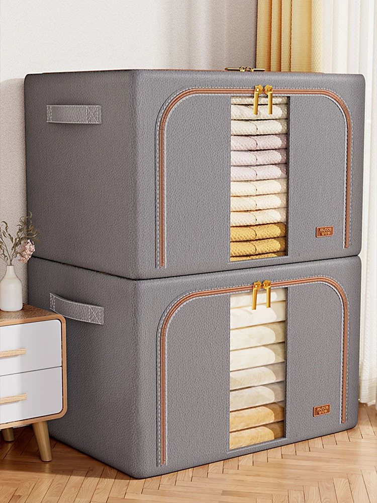 Joybos Foldable Leather Clothes Storage Organizer Large Capacity Quilt Blanket Toys Closet Organizer Wardrobe Organizer Boxes