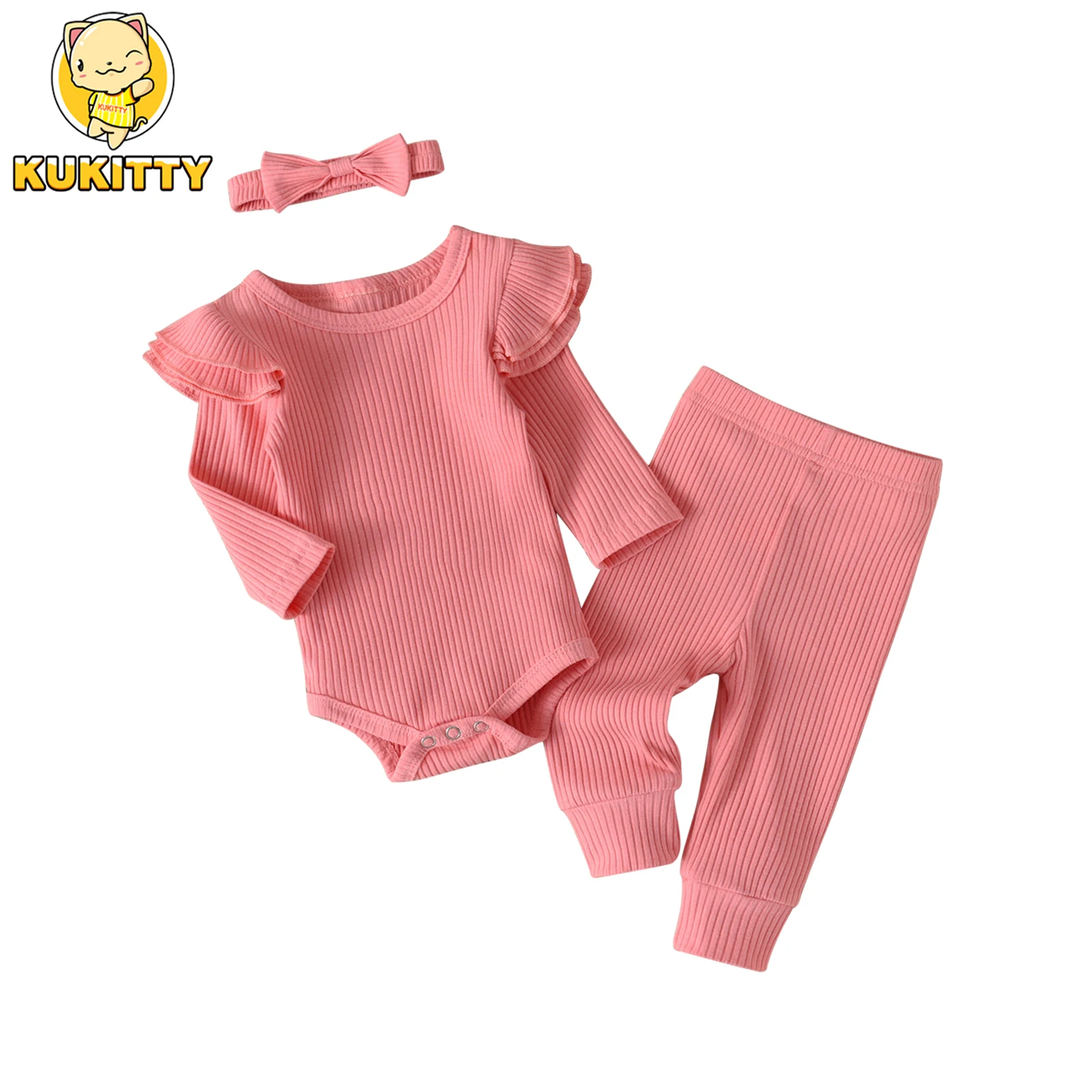 Комбинезон вязаный однотонный с длинным рукавом и повязкой на голову