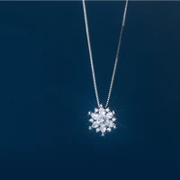 sparkling cubic zirconia original popular snowflake necklace bright shining snow pendant necklace new year gift jewelry