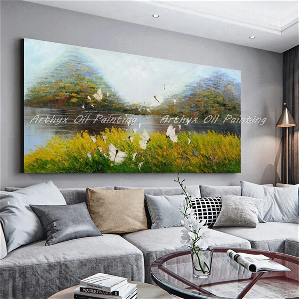 

Arthyx, ручная роспись, бабочки, цветы, пейзаж, масляная живопись, современный абстрактный холст, Настенная картина для гостиной, домашний декор