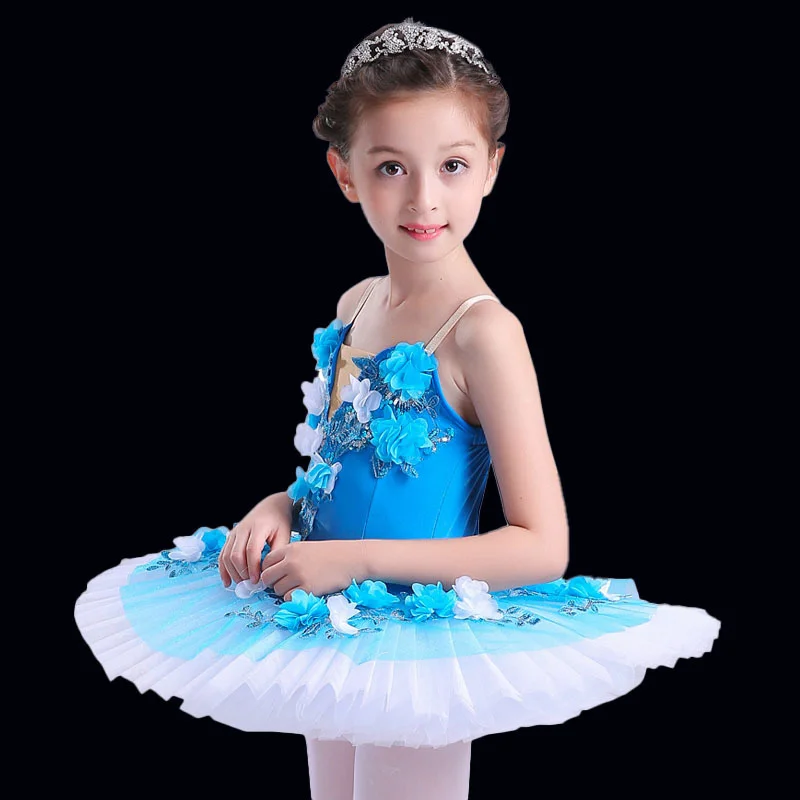

Blue Girls Ballet Tutu Tulle Dress Professional Swan Lake Ballerina Pancake Tutu Adult Child Ballet Dress Kids Dance Costume