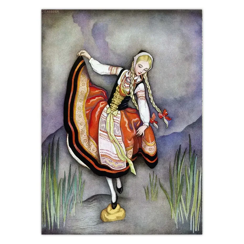 Винтажный постер с изображением девушки которая изготавливает на булочке Дженни