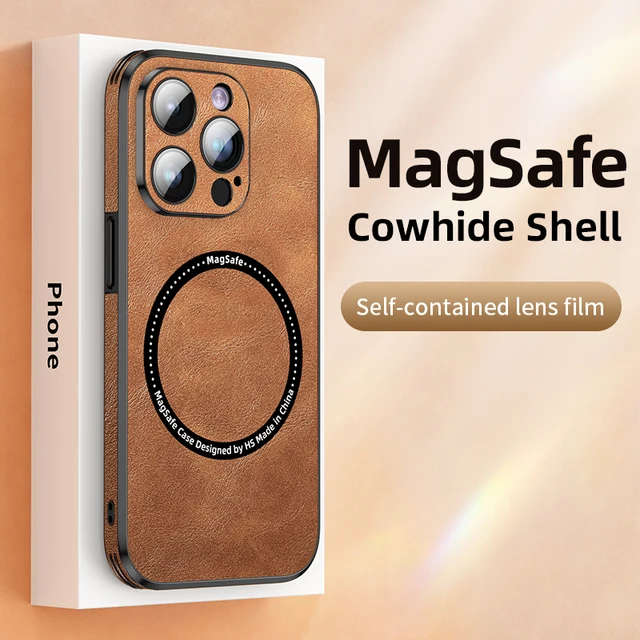 Luxury Magsafe Lens Protection Shockproof PU Leather Phone Case For iPhone 14 13 Pro Max Magnetic Wireless Charging Cover Funda 1