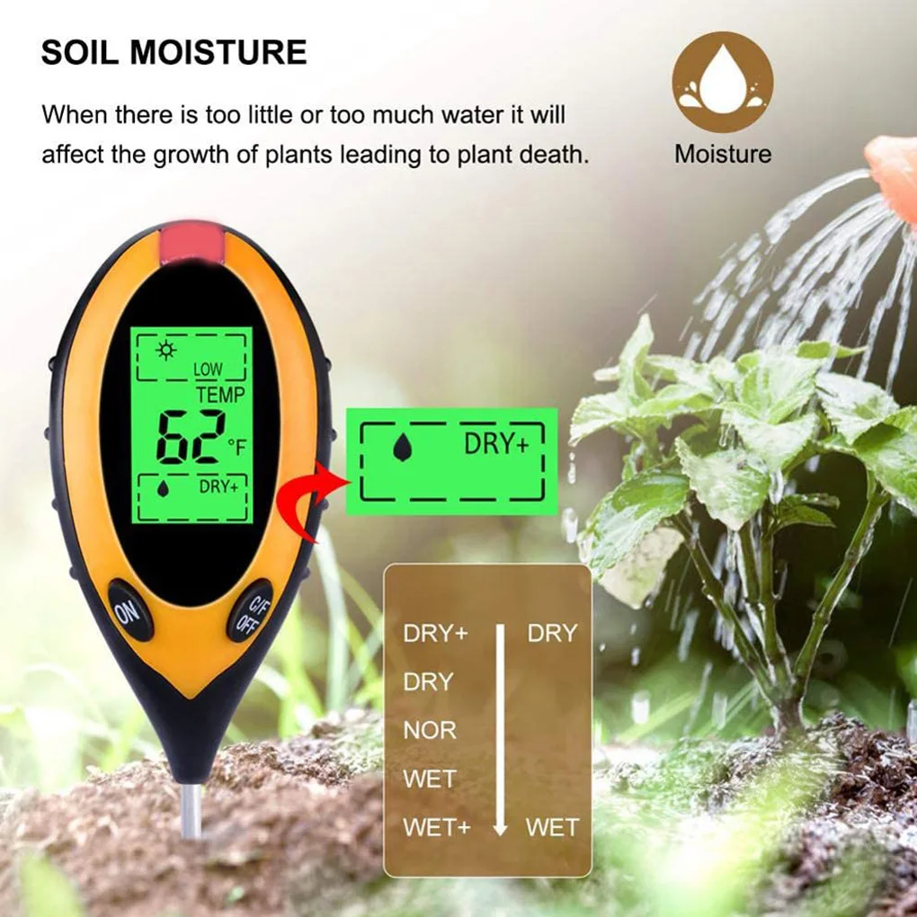 

Soil pH Tester, 3/4 in 1 PH Light Moisture Acidity Tester Soil Tester Moisture Meter Plant Soil Tester Kit for Flowers