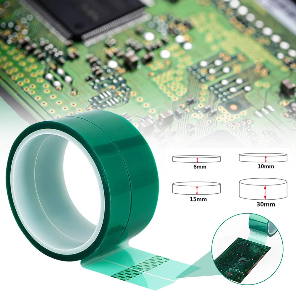 

33M/Roll Green PET Film Tape High Temperature Resistance Self Adhesive Tape for PCB Solder SMT Plating Shield Insulation Protect