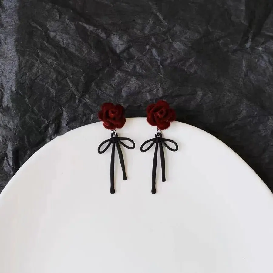 Французские Ретро вельветовые серьги-подвески с бантом-бабочкой женские