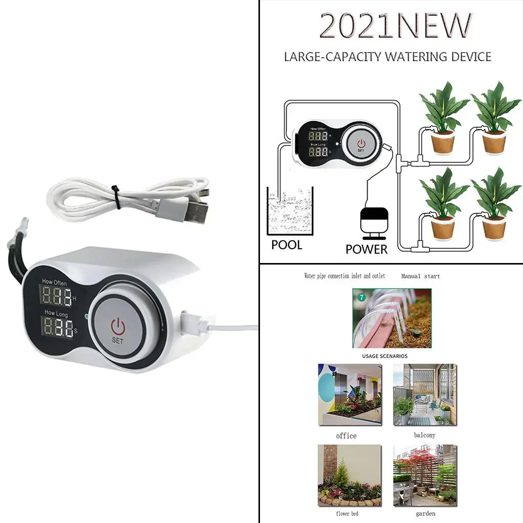 

Automatic Drip Irrigation Kit Self Watering System USB Charge for Garden Deck Potted Plants