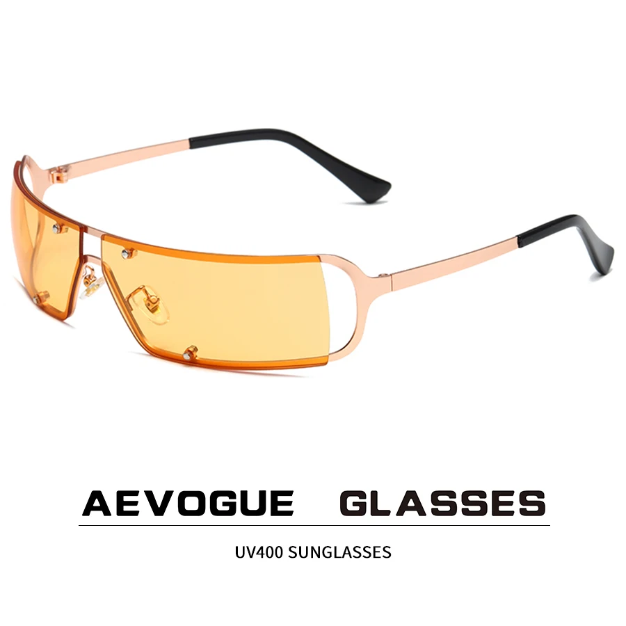 

Женские солнцезащитные очки без оправы AEVOGUE, модные солнцезащитные очки в стиле ретро с УФ-защитой и бриллиантами, квадратные очки AE1377