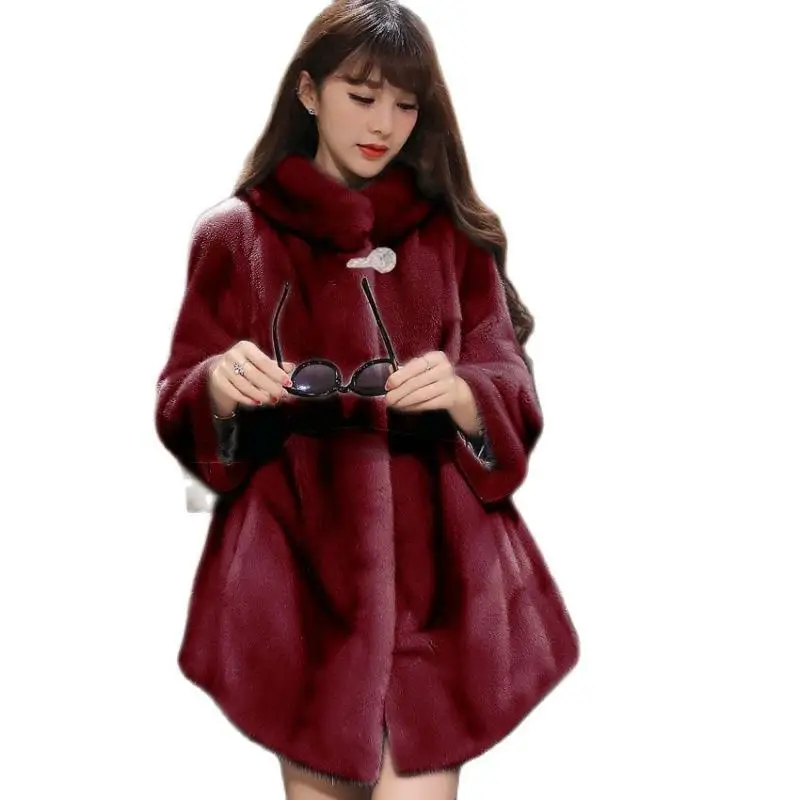 Faux Mink Fur Coat Women Elegant Winter Fur Jacket Coats 2021 Fashion Winter Long Sleeve Ol Streetwear Coat Chaqueta Mujer Slim