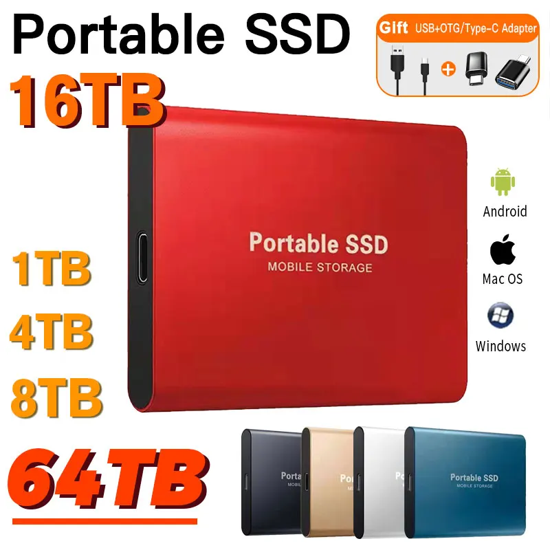 1TB Original portable Ssd 2tb M.2 External Hard Drive high-speed Type-C/USB 3.1 Solid state drive 500GB Hard Disk For pc/mac
