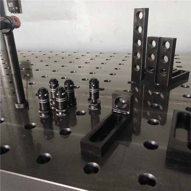 

3d welding table with fixing jigs and adjustable clamping part