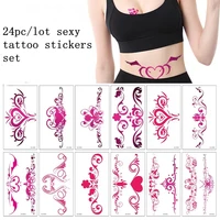 24pclot new sexy tattoo stickers fake tattoo for woman waterproof fashion art slut faux tatouage pour femme tattoo kit tatuajes