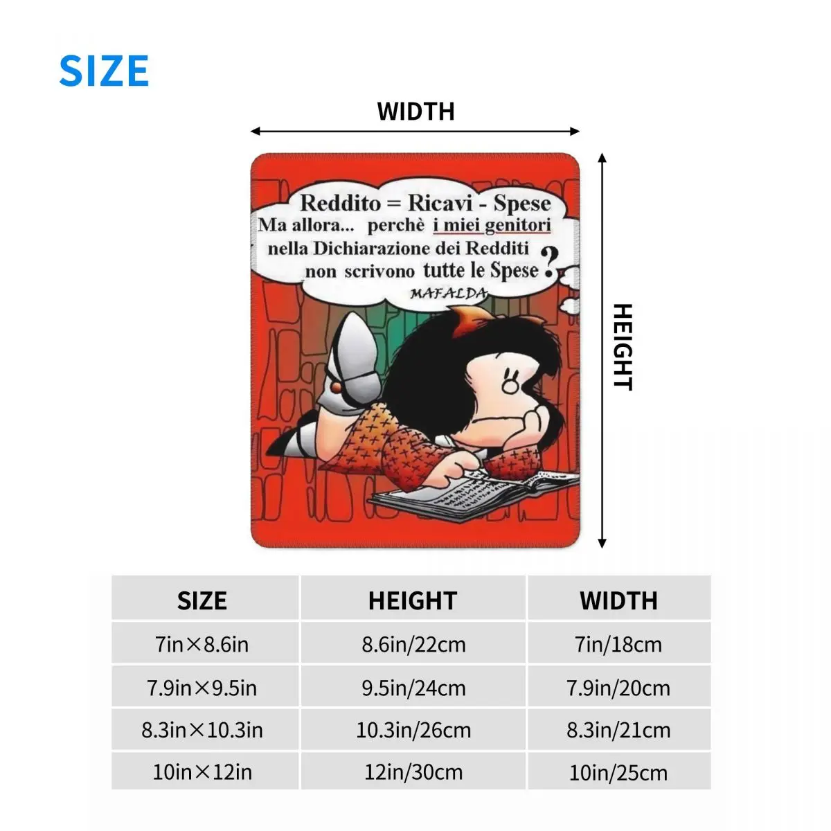 Коврик для мыши Quino Comic Cartoon Mafalda с нескользящим резиновым основанием, персонализированный игровой коврик для мыши, аксессуары для офисного ПК-стола.