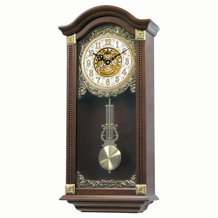 

European Wall Clock Solid Wood Clock Living Room Temple Time Telling Music Quartz Cloc Living Room Decoration Gifts To Father