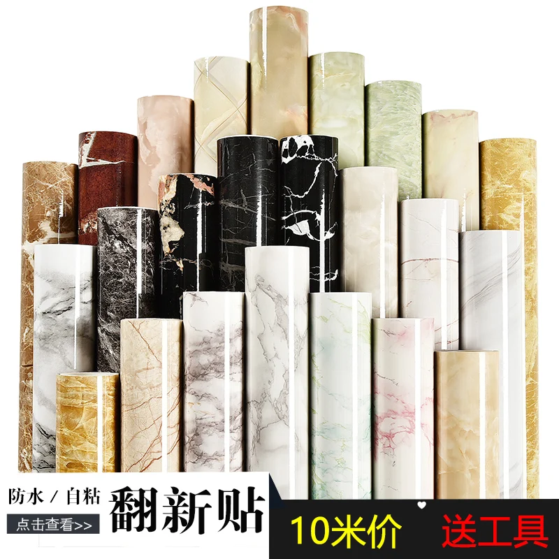 

10 meters waterproof and oil wallpaper household cabinet kitchen hearth marble renovation with ambry mesa background wallpaper