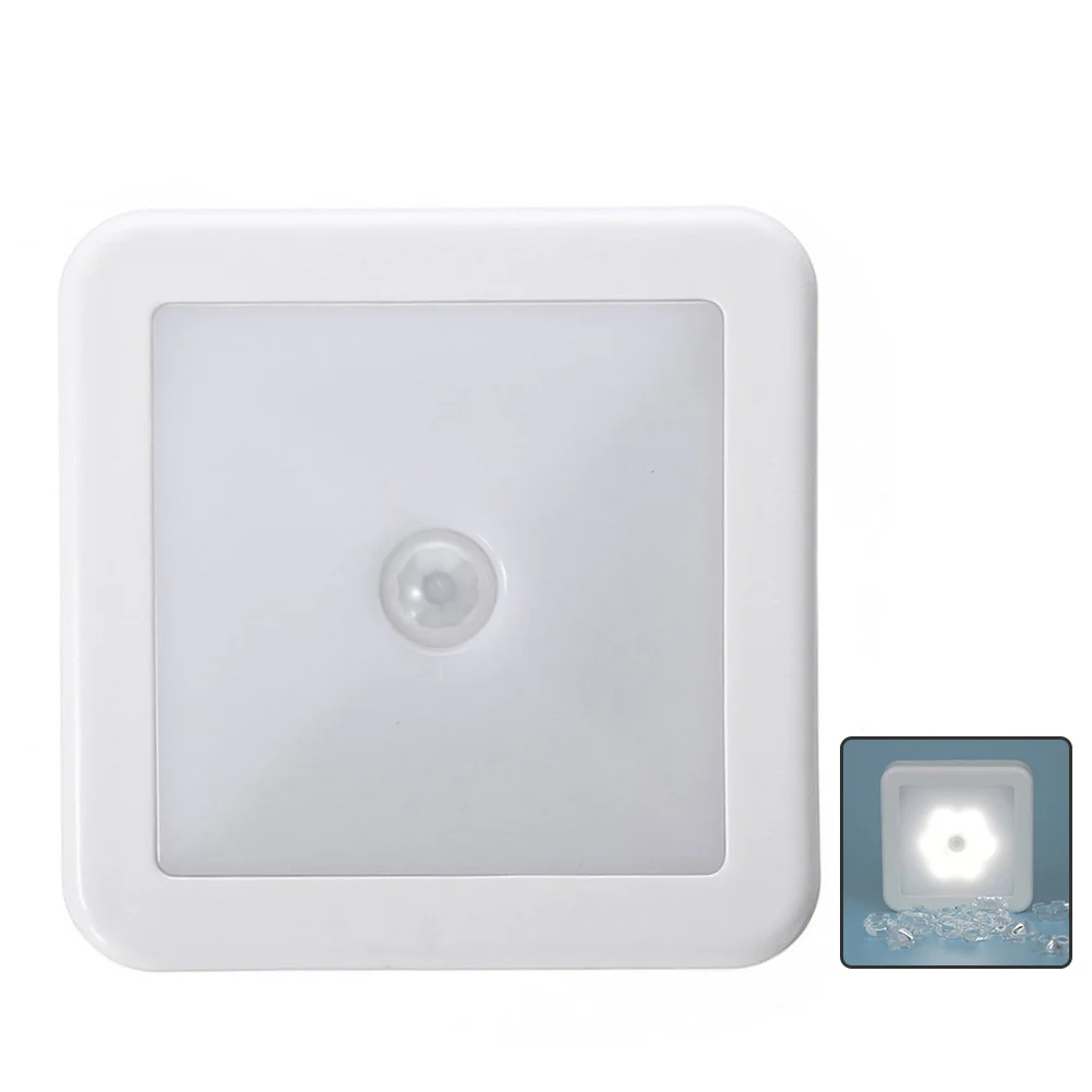 

Lamp Square Wireless Smart Stair Auto On Off Led Battery Powered Bedroom Night Light PIR Motion Sensor Cabinet