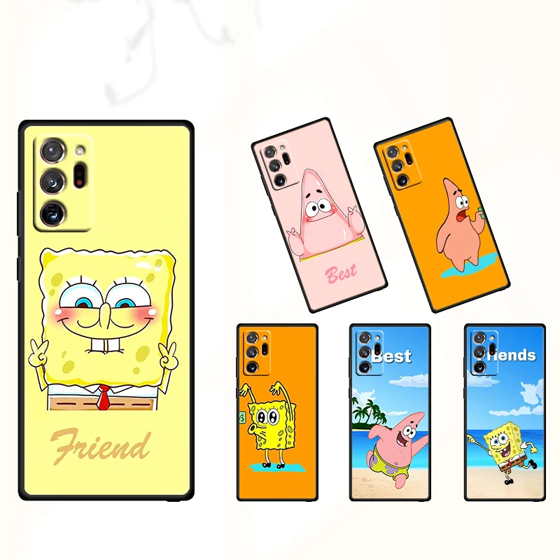 

Sponge-Bob-best-friend For Samsung Note 20 Ultra 10 9 8 M52 M32 F52 F22 M01 4G 5G Fundas Silicone Black Phone Case Coque