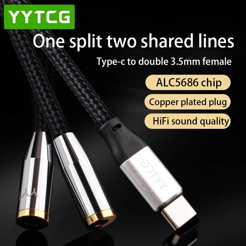 

Type C to 3.5mm Jack Headphone Splitter USB C to 3.5mm Aux Double Earphones Audio Adapter for Laptop Macbook Pro iPad