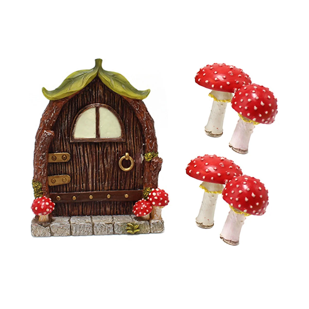 

Miniature Fairy Gnome Home Door and Mushroom Glow in The Dark Miniature Mushroom House for Trees Garden Sculpture Decoration