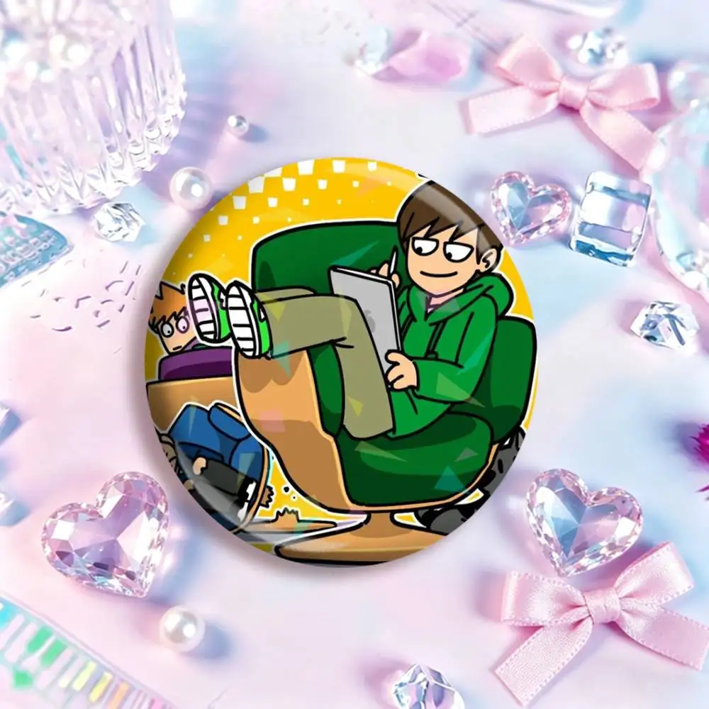Фото E-Eddsworld Эдд Том Мэтт Торд Круглый Лазерный Значок Креативные Пинсы Брошь для Декора Подарки для Фанатов Коллекционирование Пасхальных Украшений №2