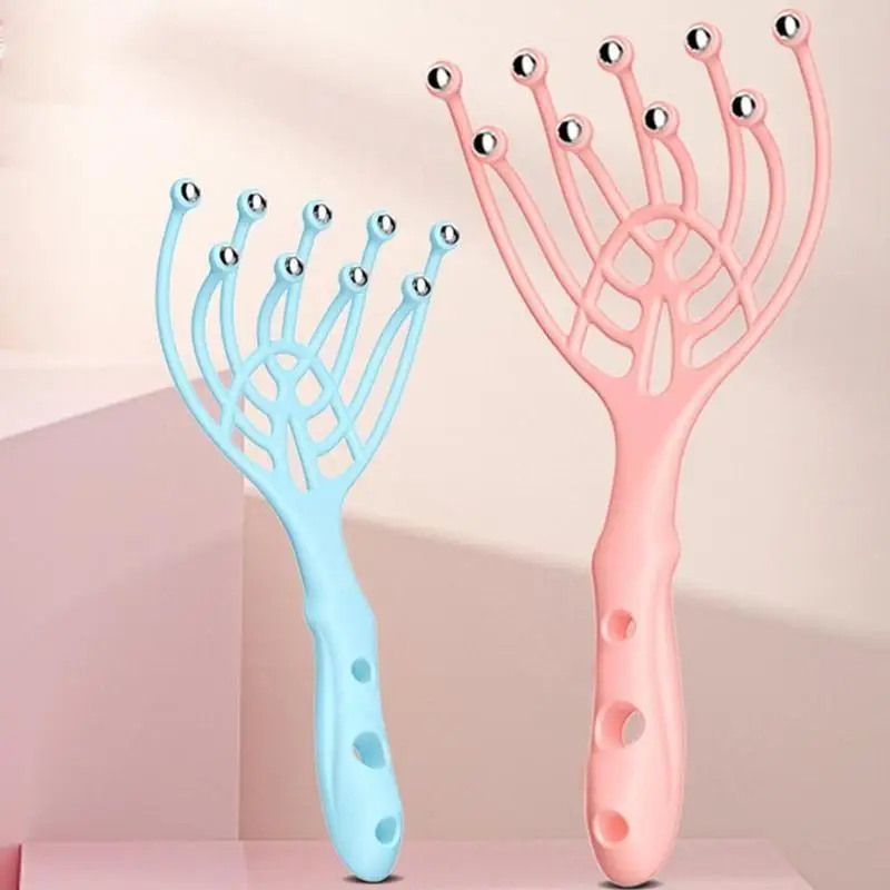 

Head Massager Scalp Neck Comb Roller Five Finger Claws Steel Ball Hand Held Relax SPA For Head Blood Circulation Hair Growt I9A6