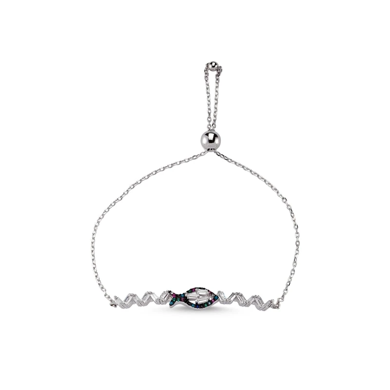 

Серебряный 925 пробы браслет с драгоценными камнями