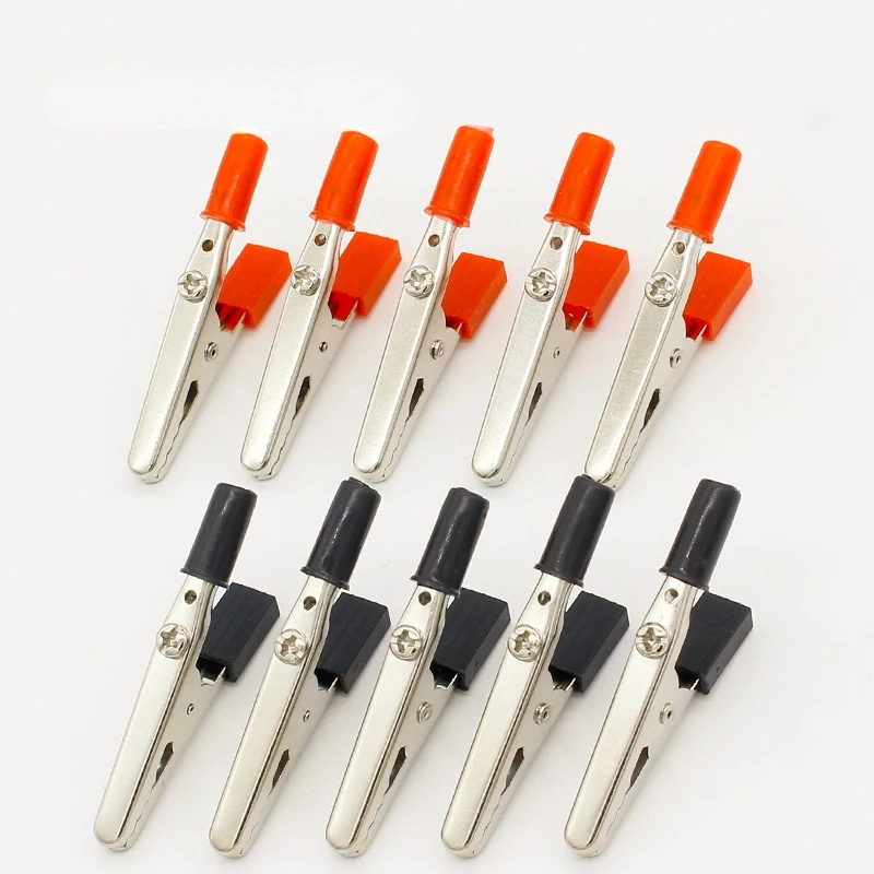 

IMC Hot 10 pcs 50mm Plastic Handle Test Probe Metal Alligator Clips
