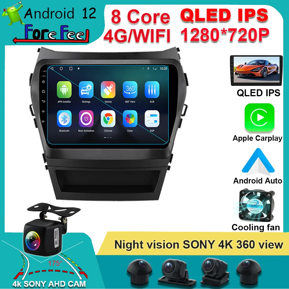 Carplay Android 12 For  Hyundai Santa Fe 3 IX45 2013 2014 2015 2016 Car Radio Multimedia Player Video GPS IPS  Navigation